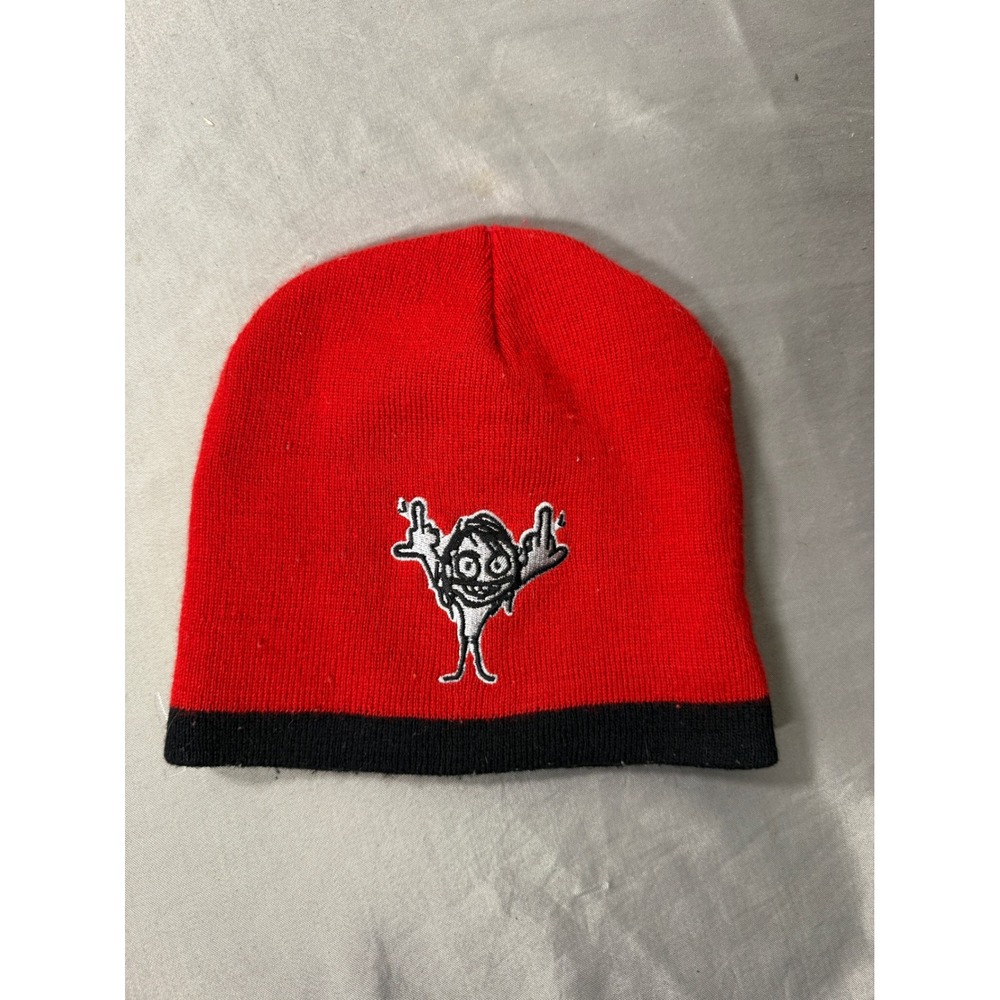 Ozzy Osbourne Bio-Domes Headgear Red Black Knit Beanie Hat Embroidered Graphic
